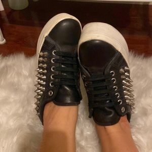JC play: Jeffrey Campbell black leather sneakers with spikes size: 7